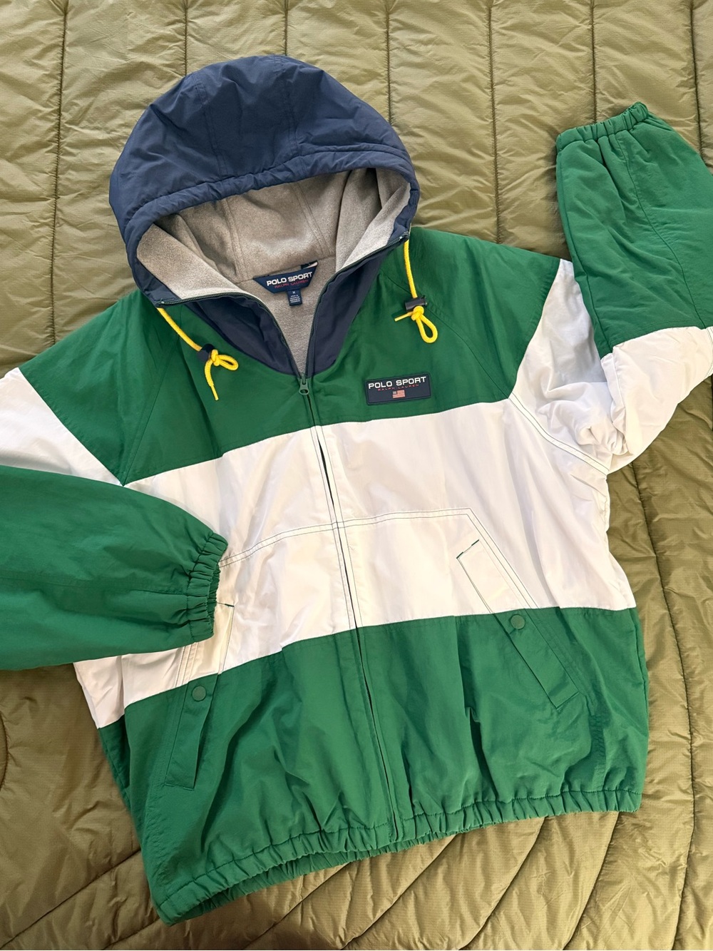Polo Sport 🇺🇸 by Ralph Lauren Green & White Insulated Hooded Windbreaker